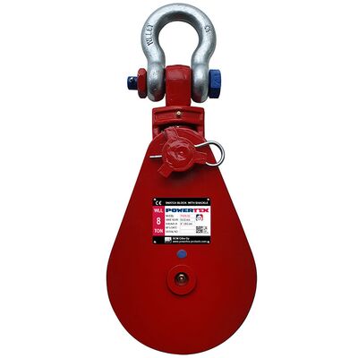 2 Ton 3 Sheave Snatch Block with Shackle and Chain Anchor