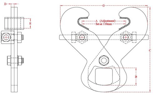 Bjælkeklemme Superclamp PFC_dwg