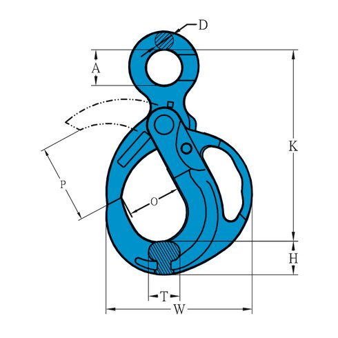 Eye Grip Safe Locking Hook X-950 Grade 10 measure