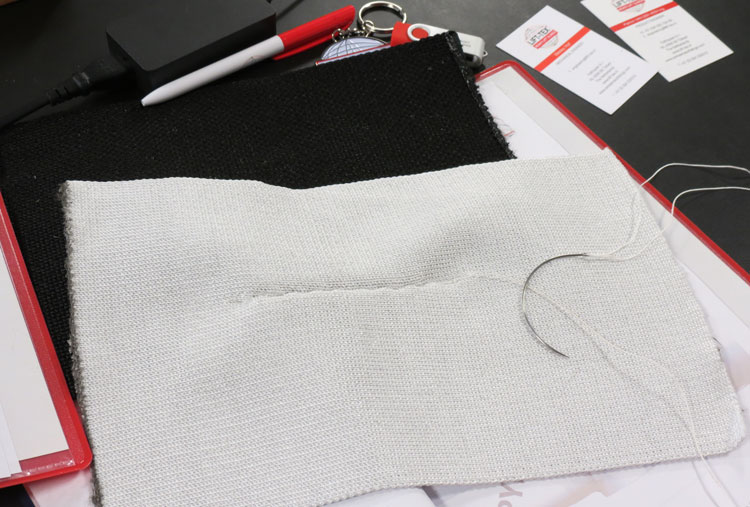 Sewing in different materials for round sling outer bags is taught