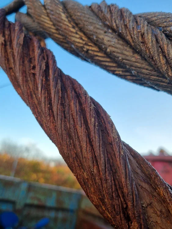 Corroded steel wire ropes 