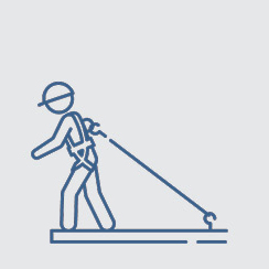 Fall factor 2 - the anchor point is located at foot height